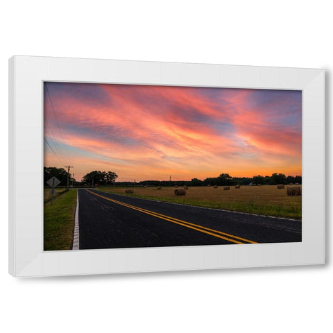 Sunrise Road White Modern Wood Framed Art Print by Malone, Will