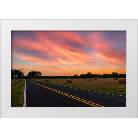 Sunrise Road White Modern Wood Framed Art Print by Malone, Will