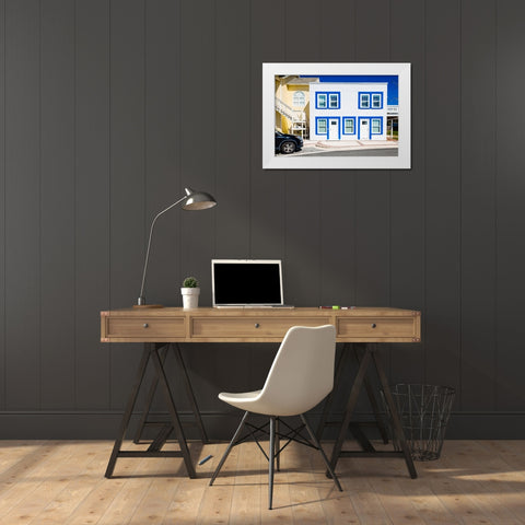 The Blue Beach House 2 White Modern Wood Framed Art Print by Malone, Will