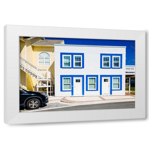The Blue Beach House 2 White Modern Wood Framed Art Print by Malone, Will