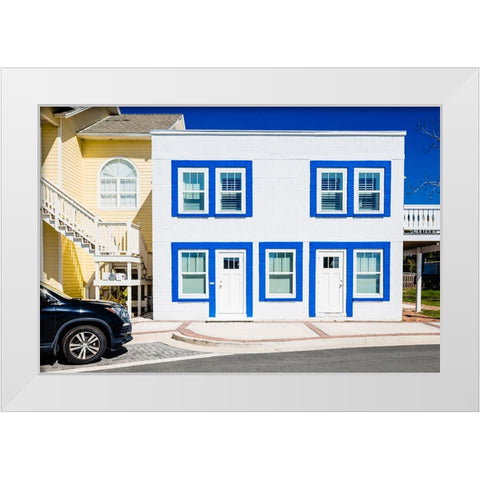 The Blue Beach House 2 White Modern Wood Framed Art Print by Malone, Will