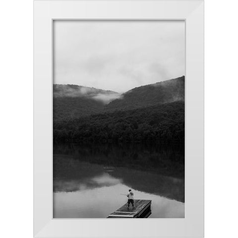 Fishing White Modern Wood Framed Art Print by Malone, Will
