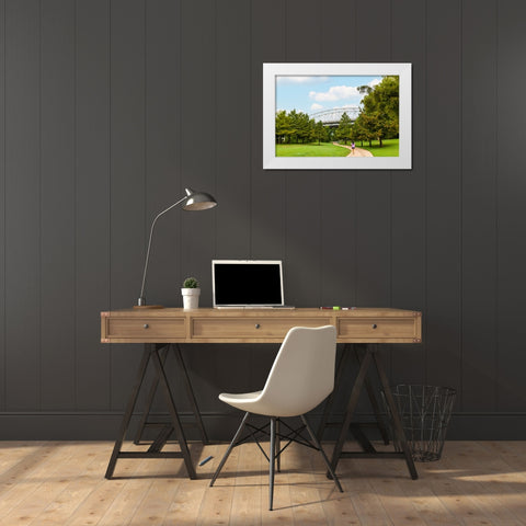 Bastrop Bridge White Modern Wood Framed Art Print by Malone, Will