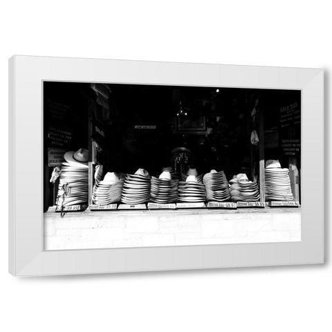 Hat Shop White Modern Wood Framed Art Print by Malone, Will