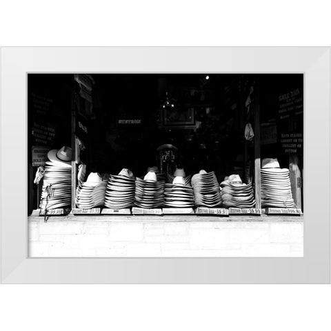 Hat Shop White Modern Wood Framed Art Print by Malone, Will