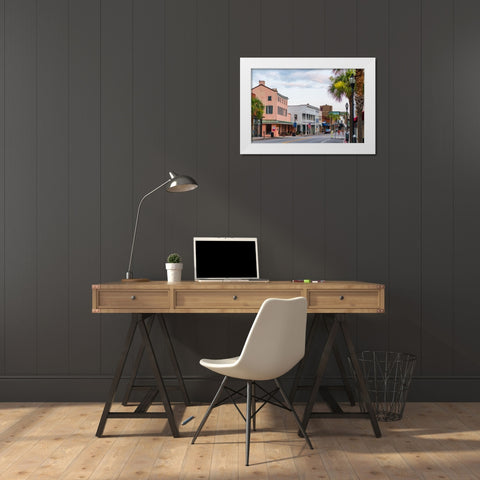 Downtown Beaufort Morning 3 White Modern Wood Framed Art Print by Malone, Will