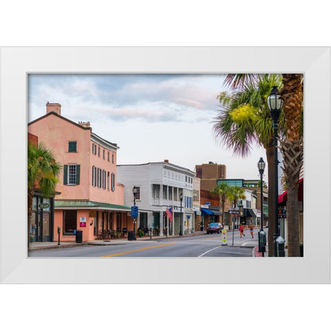 Downtown Beaufort Morning 3 White Modern Wood Framed Art Print by Malone, Will