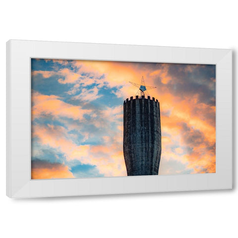Standpipe Sunrise White Modern Wood Framed Art Print by Malone, Will