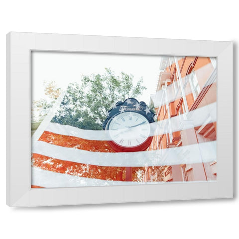 American Clock White Modern Wood Framed Art Print by Malone, Will