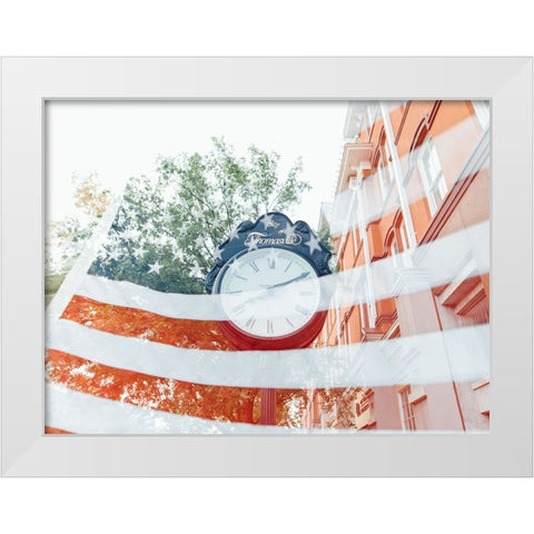American Clock White Modern Wood Framed Art Print by Malone, Will