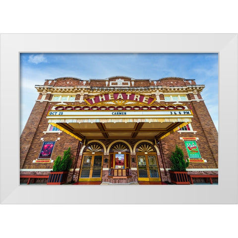 Athens Theater White Modern Wood Framed Art Print by Malone, Will