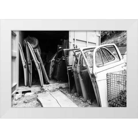 Car Doors BW White Modern Wood Framed Art Print by Malone, Will