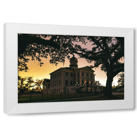 Courthouse Golden Hour White Modern Wood Framed Art Print by Malone, Will