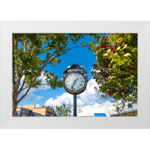 Fairhope Clock White Modern Wood Framed Art Print by Malone, Will