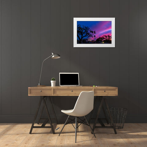 Watertower Sunset White Modern Wood Framed Art Print by Malone, Will
