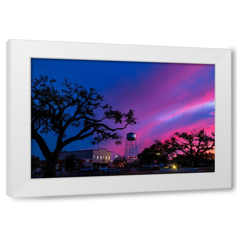 Watertower Sunset White Modern Wood Framed Art Print by Malone, Will