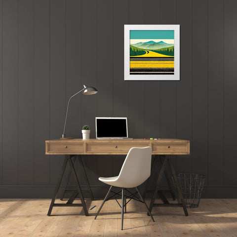 A Cheerful Drive 2 White Modern Wood Framed Art Print by Screendoor