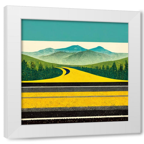 A Cheerful Drive 2 White Modern Wood Framed Art Print by Screendoor