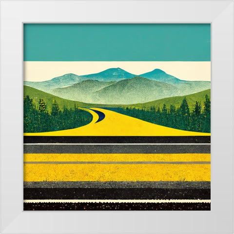 A Cheerful Drive 2 White Modern Wood Framed Art Print by Screendoor