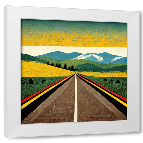 A Cheerful Drive White Modern Wood Framed Art Print by Screendoor