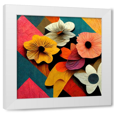 Paper Flowers 10 White Modern Wood Framed Art Print by Screendoor