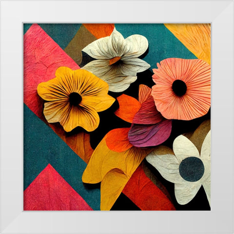 Paper Flowers 10 White Modern Wood Framed Art Print by Screendoor