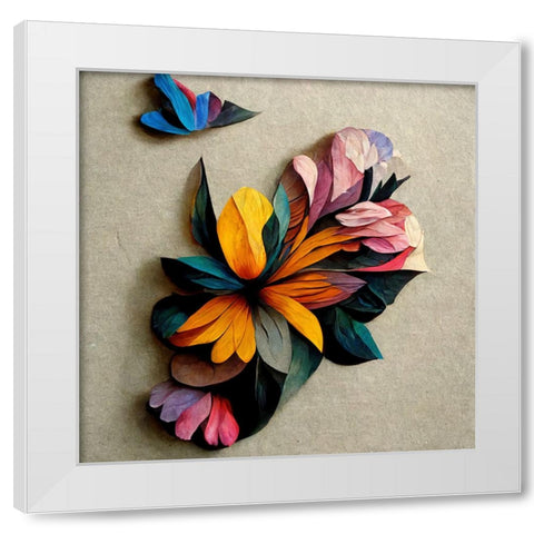 Paper Flowers 11 White Modern Wood Framed Art Print by Screendoor
