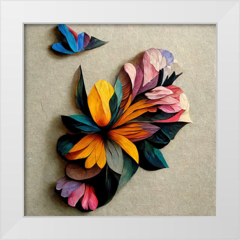Paper Flowers 11 White Modern Wood Framed Art Print by Screendoor