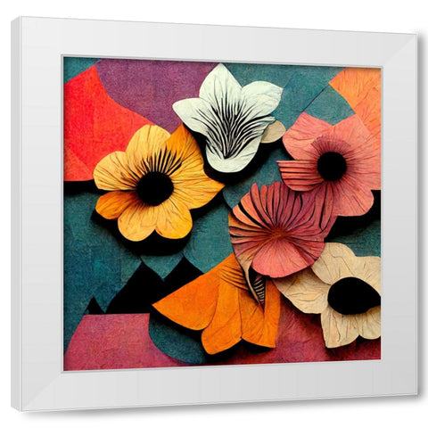 Paper Flowers 12 White Modern Wood Framed Art Print by Screendoor