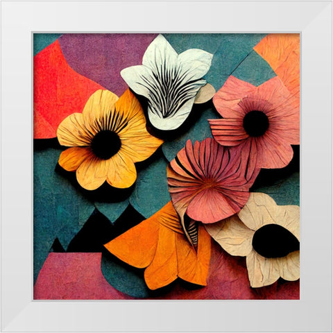 Paper Flowers 12 White Modern Wood Framed Art Print by Screendoor