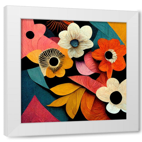 Paper Flowers 13 White Modern Wood Framed Art Print by Screendoor