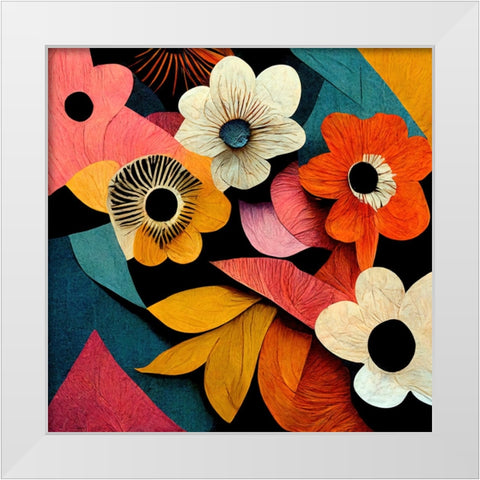 Paper Flowers 13 White Modern Wood Framed Art Print by Screendoor