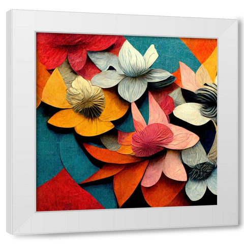Paper Flowers 14 White Modern Wood Framed Art Print by Screendoor