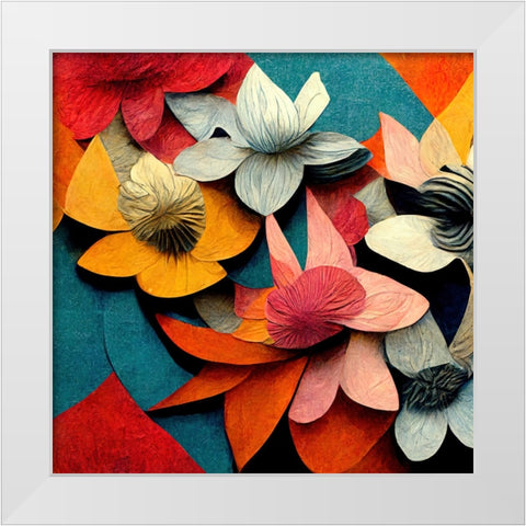 Paper Flowers 14 White Modern Wood Framed Art Print by Screendoor