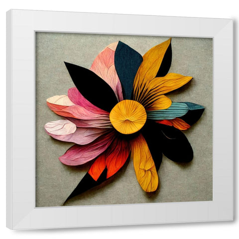Paper Flowers 15 White Modern Wood Framed Art Print by Screendoor