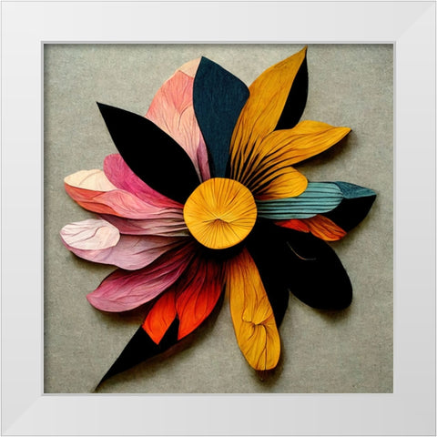 Paper Flowers 15 White Modern Wood Framed Art Print by Screendoor