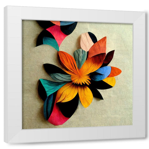 Paper Flowers 16 White Modern Wood Framed Art Print by Screendoor