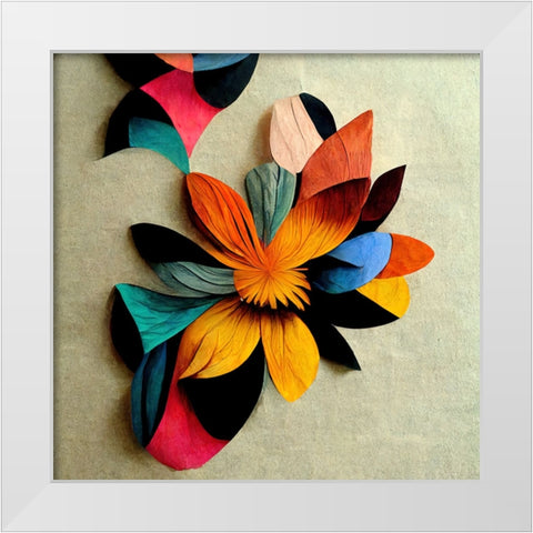 Paper Flowers 16 White Modern Wood Framed Art Print by Screendoor