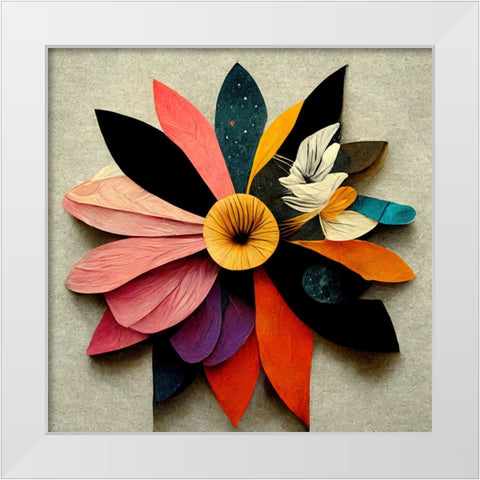 Paper Flowers 17 White Modern Wood Framed Art Print by Screendoor