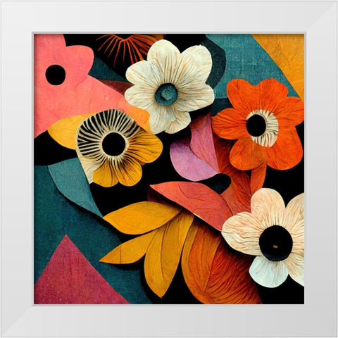 Paper Flowers 19 White Modern Wood Framed Art Print by Screendoor