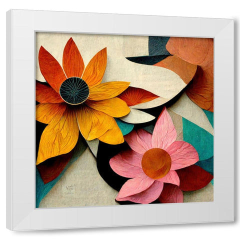 Paper Flowers 20 White Modern Wood Framed Art Print by Screendoor