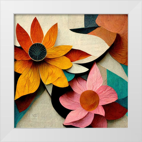 Paper Flowers 20 White Modern Wood Framed Art Print by Screendoor