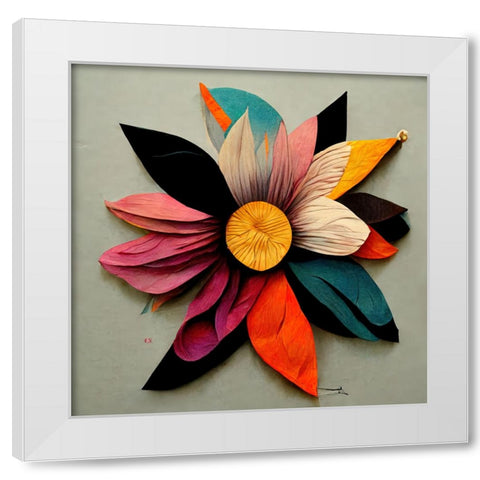Paper Flowers 2 White Modern Wood Framed Art Print by Screendoor