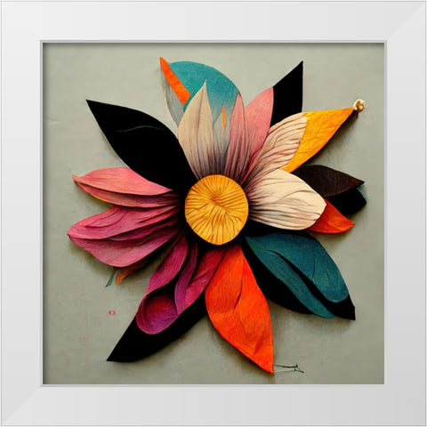 Paper Flowers 2 White Modern Wood Framed Art Print by Screendoor