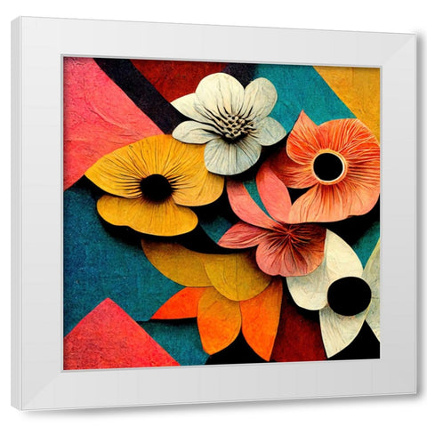 Paper Flowers 3 White Modern Wood Framed Art Print by Screendoor