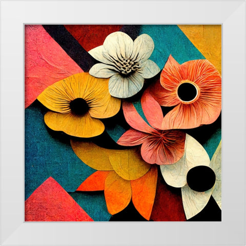 Paper Flowers 3 White Modern Wood Framed Art Print by Screendoor