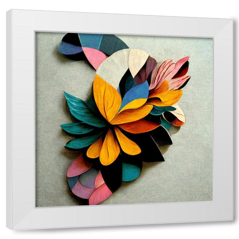 Paper Flowers 4 White Modern Wood Framed Art Print by Screendoor