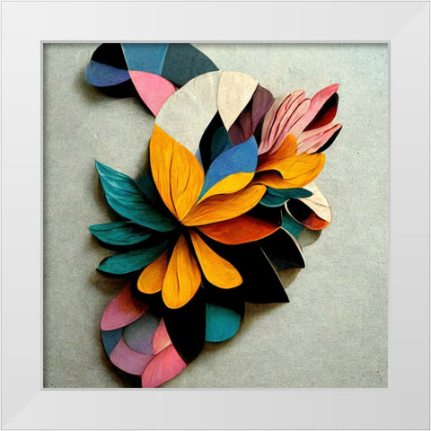 Paper Flowers 4 White Modern Wood Framed Art Print by Screendoor