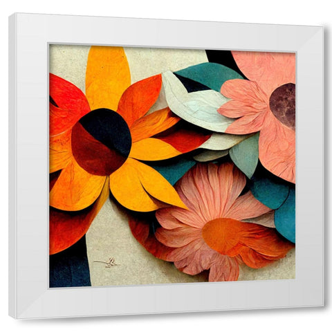 Paper Flowers 6 White Modern Wood Framed Art Print by Screendoor
