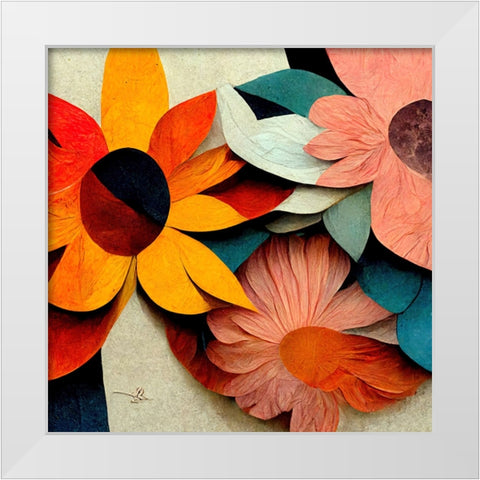 Paper Flowers 6 White Modern Wood Framed Art Print by Screendoor